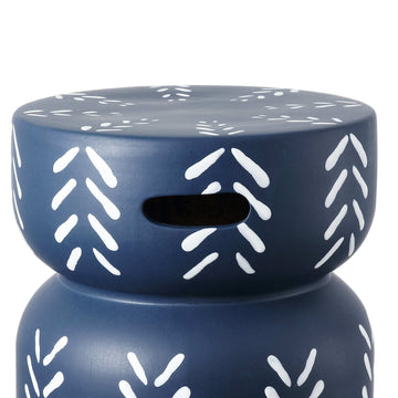 Zorgnar 18" Modern Bohemian Arrow Pattern Drum Indoor/Outdoor Garden Stool - JONATHAN Y